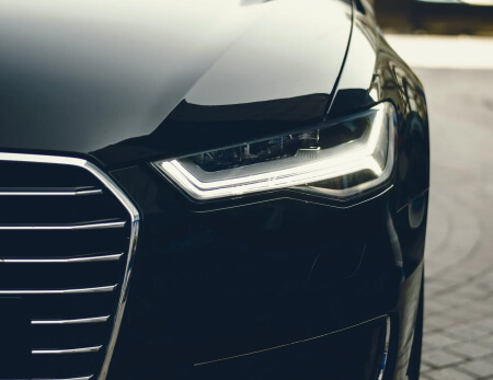 front view of a black car