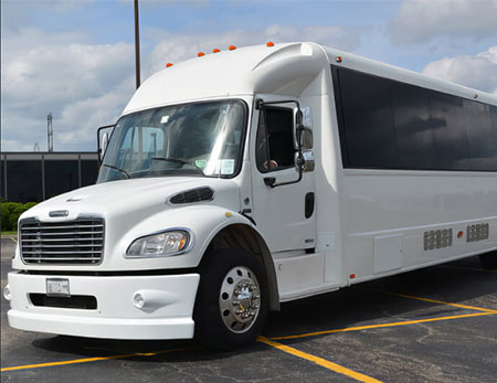 white party bus exterior